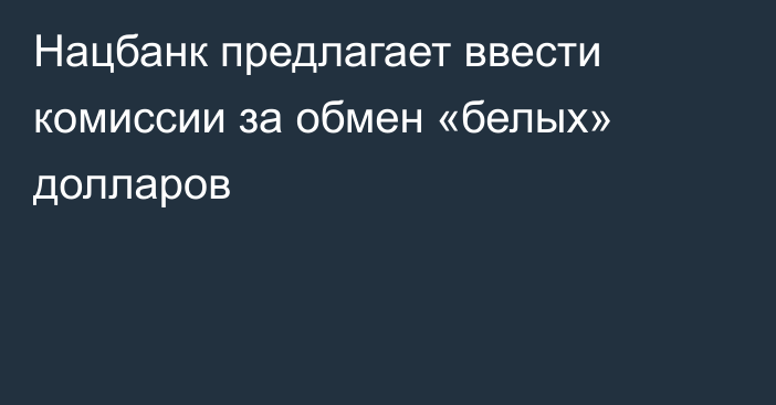 Нацбанк предлагает ввести комиссии за обмен «белых» долларов