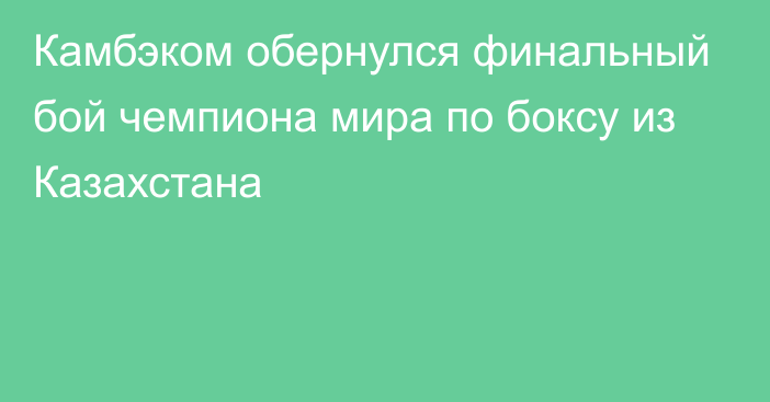 Камбэком обернулся финальный бой чемпиона мира по боксу из Казахстана