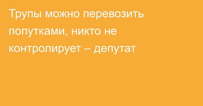 Трупы можно перевозить попутками, никто не контролирует – депутат