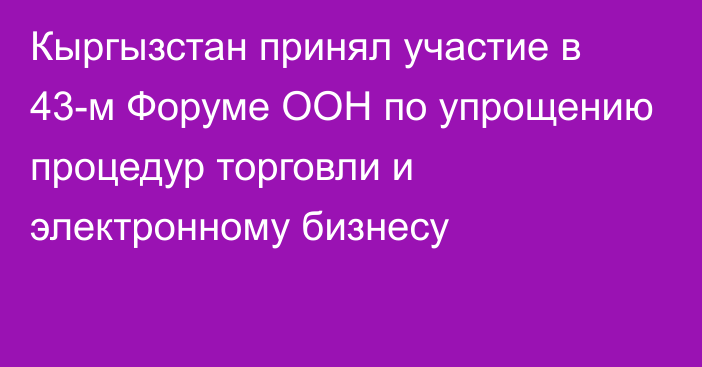 Кыргызстан принял участие в 43-м Форуме ООН по упрощению процедур торговли и электронному бизнесу