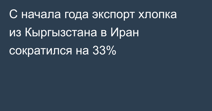 С начала года экспорт хлопка из Кыргызстана в Иран сократился на 33% 