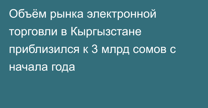 Объём рынка электронной торговли в Кыргызстане приблизился к 3 млрд сомов с начала года