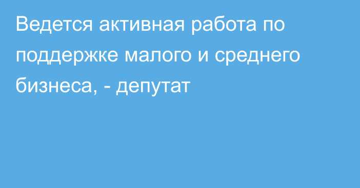 Ведется активная работа по поддержке малого и среднего бизнеса, - депутат