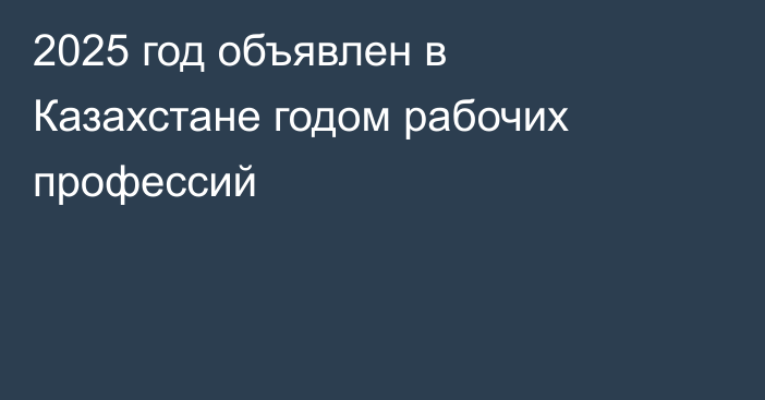 2025 год объявлен в Казахстане годом рабочих профессий