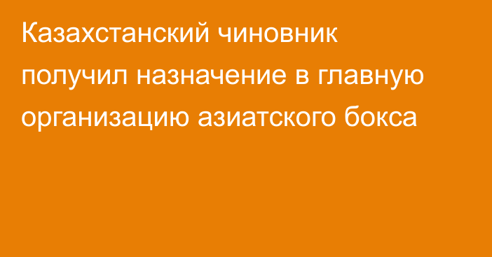 Казахстанский чиновник получил назначение в главную организацию азиатского бокса