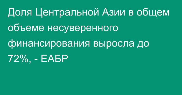 Доля Центральной Азии в общем объеме несуверенного финансирования выросла до 72%, - ЕАБР