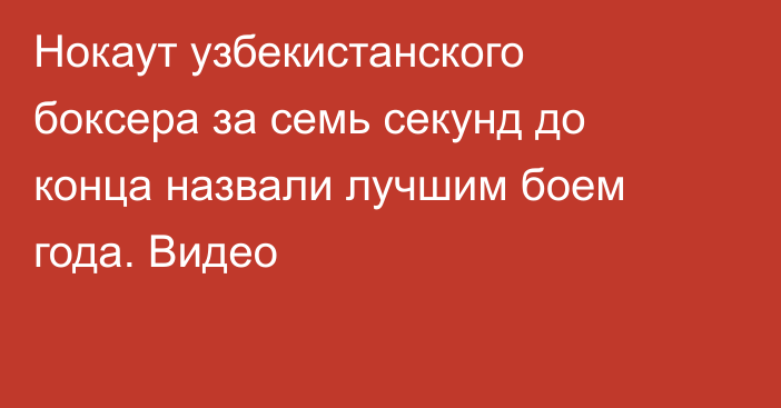 Нокаут узбекистанского боксера за семь секунд до конца назвали лучшим боем года. Видео