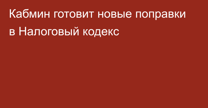 Кабмин готовит новые поправки в Налоговый кодекс