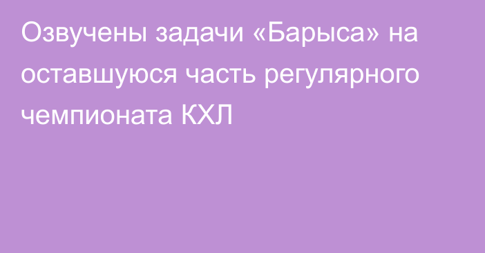 Озвучены задачи «Барыса» на оставшуюся часть регулярного чемпионата КХЛ