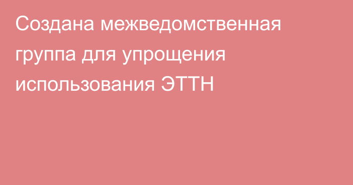 Создана межведомственная группа для упрощения использования ЭТТН