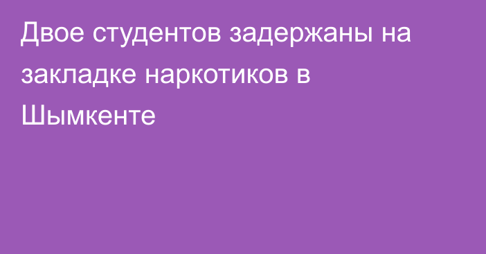 Двое студентов задержаны на закладке наркотиков в Шымкенте 