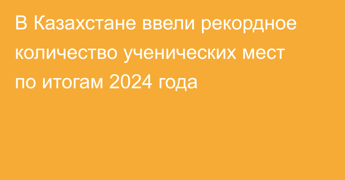 В Казахстане ввели рекордное количество ученических мест по итогам 2024 года