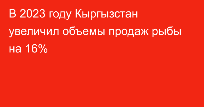 В 2023 году Кыргызстан увеличил объемы продаж рыбы на 16%