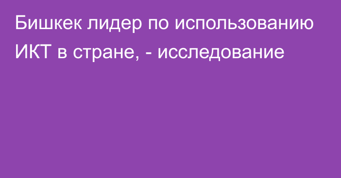 Бишкек лидер по использованию ИКТ в стране, - исследование