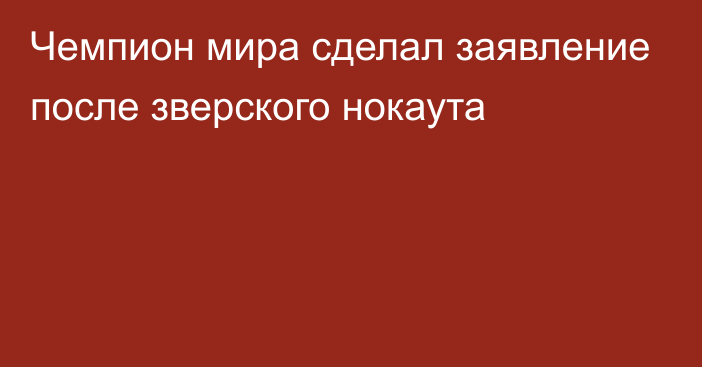 Чемпион мира сделал заявление после зверского нокаута