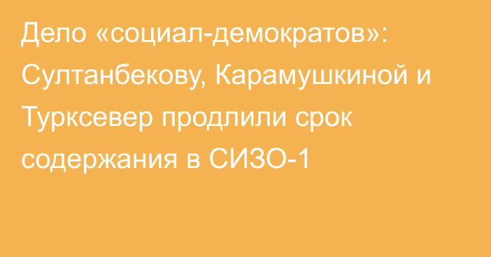 Дело «социал-демократов»: Султанбекову, Карамушкиной и Турксевер продлили срок содержания в СИЗО-1