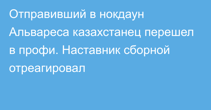 Отправивший в нокдаун Альвареса казахстанец перешел в профи. Наставник сборной отреагировал