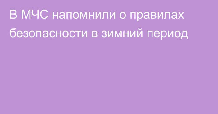 В МЧС напомнили о правилах безопасности в зимний период