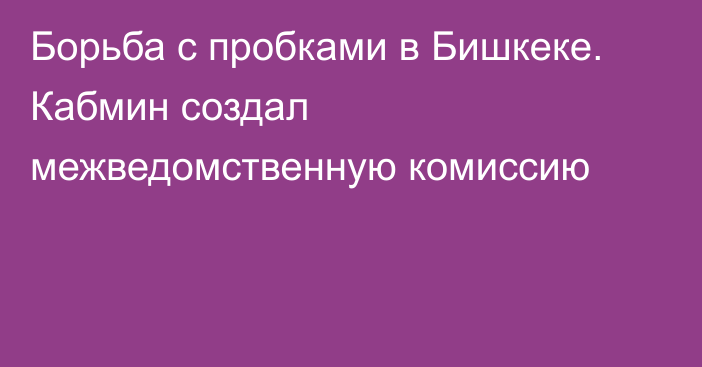 Борьба с пробками в Бишкеке. Кабмин создал межведомственную комиссию