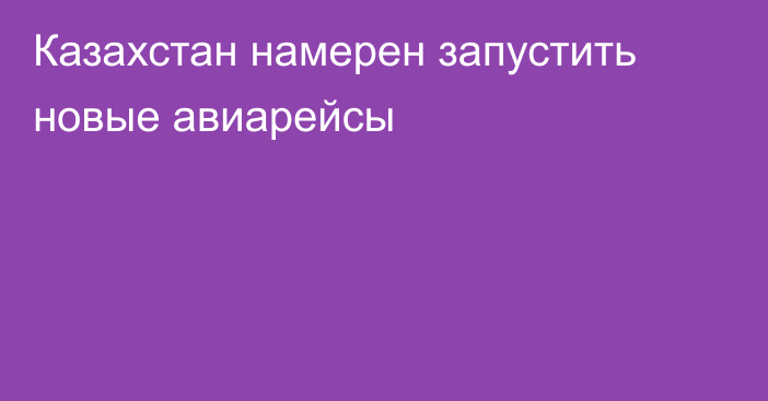 Казахстан намерен запустить новые авиарейсы