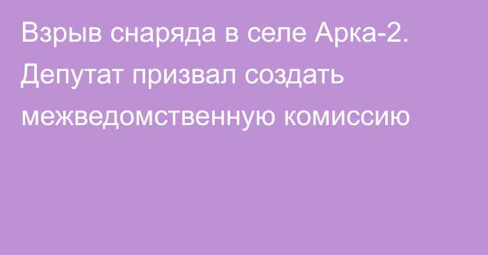 Взрыв снаряда в селе Арка-2. Депутат призвал создать межведомственную комиссию