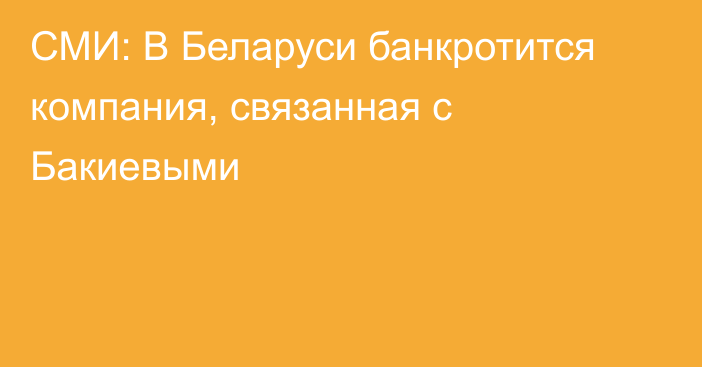 СМИ: В Беларуси банкротится компания, связанная с Бакиевыми