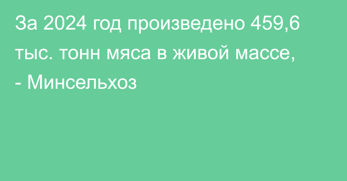 За 2024 год произведено 459,6 тыс. тонн мяса в живой массе, - Минсельхоз