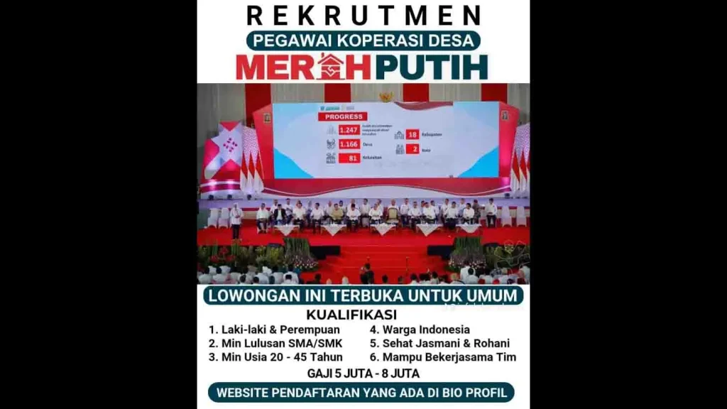 30.000 Lowongan Manajer Koperasi Desa Merah Putih 2026 Dibuka: Cara Daftar & Syarat Lengkap! 30.000 Lowongan Manajer Koperasi Desa Merah Putih 2026 Dibuka: Cara Daftar & Syarat Lengkap!
