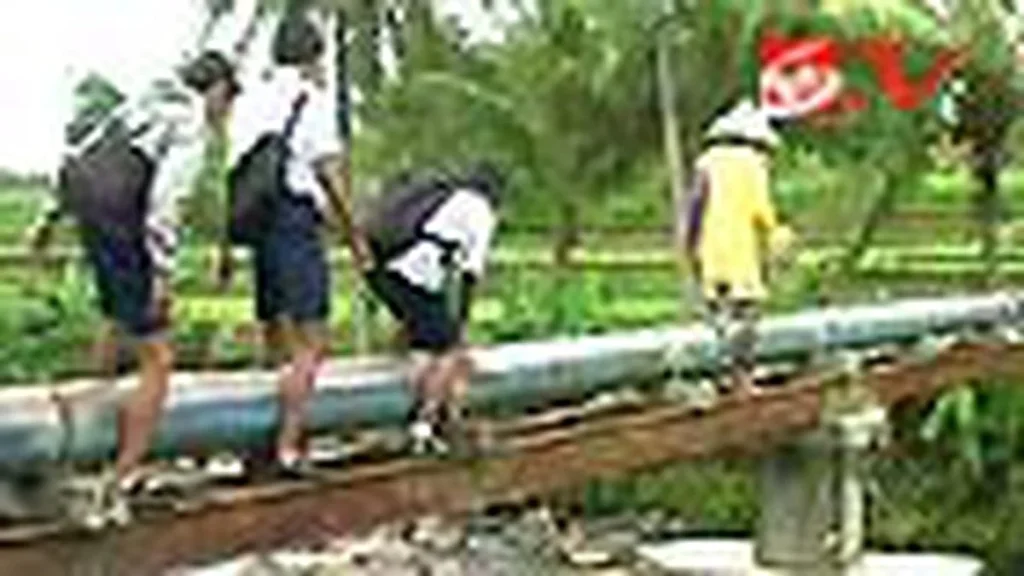 Video Viral: siswa Medan seberangi Sungai Deli di Atas Pipa Air, Bikin Heboh Netizen